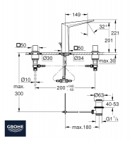 BATERIA DE LAVABO ALLURE BRILLIANT GROHE MEDIDAS